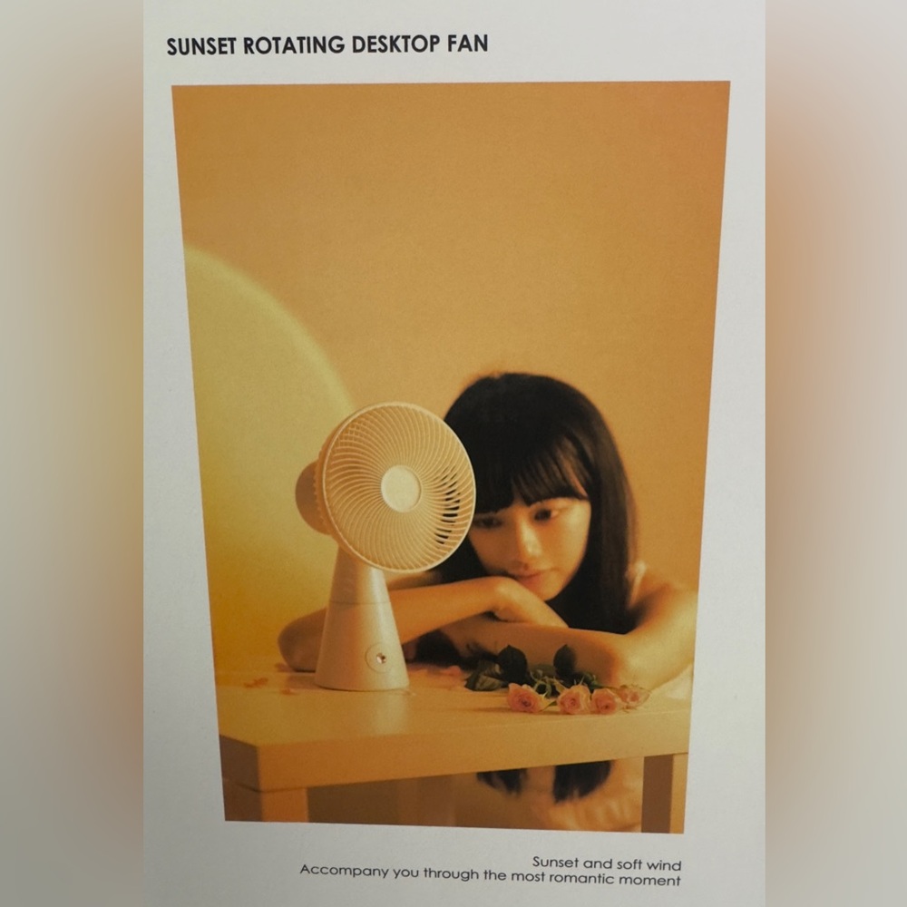 Home Esteem - Cordless Sunset Rotating Desktop Fan with Soft Ambient Light  NWT